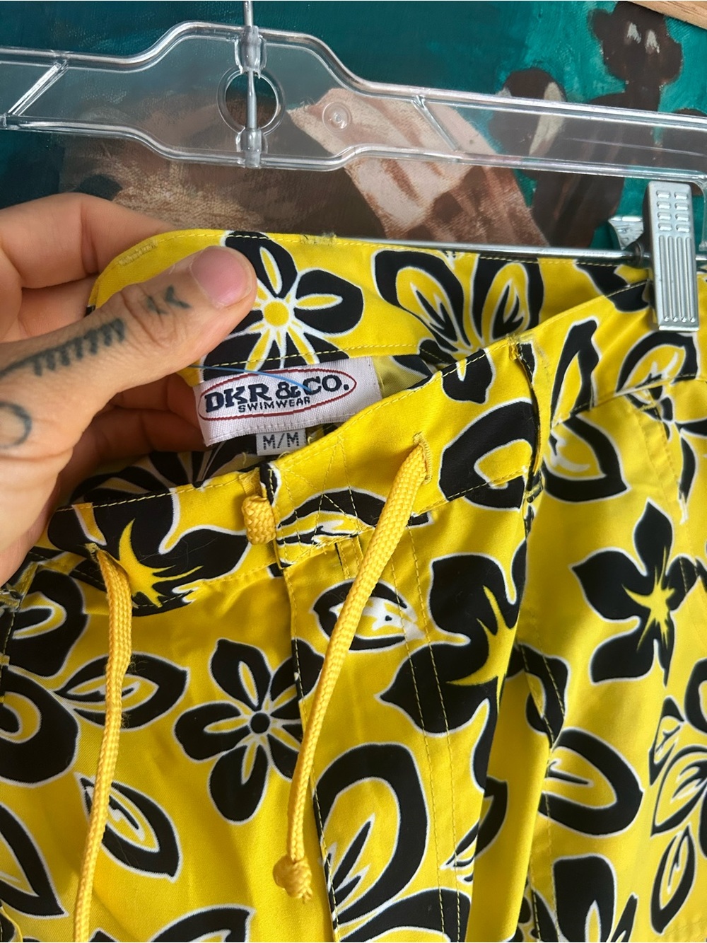 WWomen's Yellow Floral Bermuda Shorts with Black Print - Picture 6 of 12